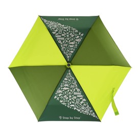 Step by Step Magic Rain Effect Double Umbrella for Kids with Colour Changing Bag and Wrist Strap 1st to 4th Grade, Lime - Yellow - Green, Modern