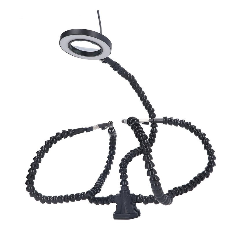 Soldering Helping Hand 5 Jaws 3X USB Magnifier ABS Flexible