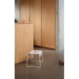 Zone Denmark Stackable Steel Stool-Non-Slip Foot Pads| Space-Saving | Perfect for Bathroom, Kitchen, and Bedroom Organization, Enhance Your Home décor and functionality-(15.4"x11.8"x10.8") Soft Grey