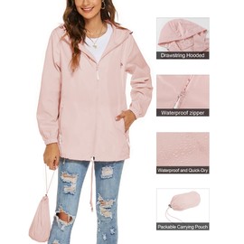 Avoogue Women's Plus Size Raincoat Rain Jacket Lightweight Waterproof Coat Jacket Windbreaker with Hooded