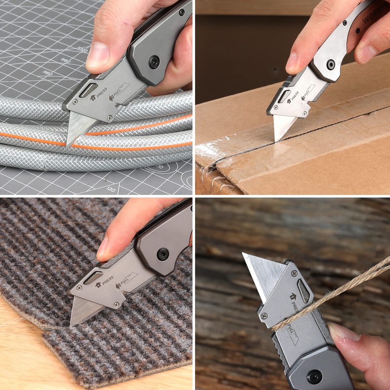 WORKPRO Folding Utility Knife, Quick-Change Box Cutter with Stainless Steel