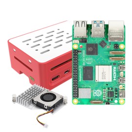 iRasptek kit for Raspberry Pi 5 8GB RAM with Red&White Case and Active Cooler