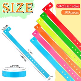 Henoyso 300 Pcs Neon Plastic Wristbands Vinyl Wristband Colorful Wristbands Plastic Bracelet Party Bracelets for Party Events Blacklight Party Event Nightclubs Bars Park (Assorted Colors)