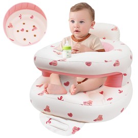 LANGNIDORIS Inflatable Seat Baby for Babies from 3-36 Months, Anti-Fall Foldable Baby Seat Aid, Baby Sofa Seat, Baby Floor Seat Support, Inflatable Baby Seat, Built-in Air Pump (Rabbit)