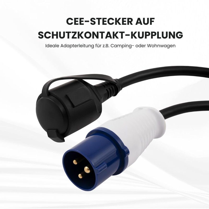 McPower CEE plug to earthing contact coupling, 0.35 m, H07RN-F
