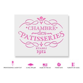 French Label Chambre des Patisseries Stencil Template for Walls and Crafts - Reusable Stencils for Painting in Small & Large Sizes