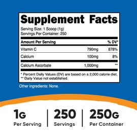 Nutricost Calcium Ascorbate Powder 250G (Unflavored, 250 Servings) - Vitamin C and Calcium Complex, Non-GMO, Vegan