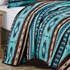 Linen Mart Southwestern Turquoise Tan Aztec Coverlet - 5 Piece