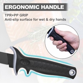 DELFINA 9 inch Fillet Knife For Fish, Ergonomic Soft Handle & Sheath, German Steel, Ideal for Filleting & Deboning