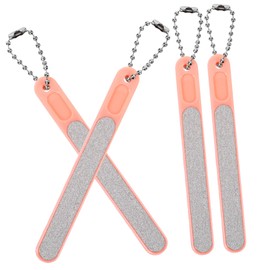 Minkissy 4pcs Portable Nail Files for Manicure Sturdy Nail Trimming Tools with Chain Non-Rust Buffers for Home or Salon Use