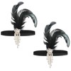 ElevateTech 1920s Flapper Headband, 2 Pcs Flapper Feather Headpiece Black