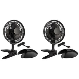RamPro Portable Desk and Clip on Fan, 6 Inch Fans Small and Quiet Plug In, Small Personal Cooling Fan for Desk Home Bedroom Office, 2 Speed, Adjustable Tilt, Black, 2 Pc