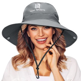 YERUUE Women's Sun Hats Foldable Summer Beach Hat UPF 50+ Sun Hat Wide Edge Fishing Hat Sun Hat with Ponytail Hole for Gardening Travel Hiking Fishing 55-60 cm, darkgray