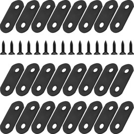 24 Pack 1.42” x 0.63” Black Flat Bracket Straight Brace - Stainless Steel Heavy Duty Mending Plate for Wood Furniture, DIY Repair with Screws Included