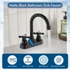 Cinwiny Matte Black 4 Inch centerset Bathroom Faucet Double Cross