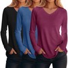 Velvelhall 3 Pack Women's Long Sleeve T Shirts V Neck