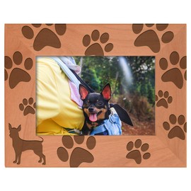 Gifts For All By Rachel Olevia Dog Lover Gift Chihuahua Paw Prints Natural Wood Engraved 4x6 Landscape Picture Frame Wood