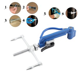 TABODD Stainless Steel Strapping Banding Tool, Universal Multifunction Manual Stainless Steel Strapping Pliers Spin Tight Plier Bander for Hose Clamps Cable Tie Kit Strapping Machine