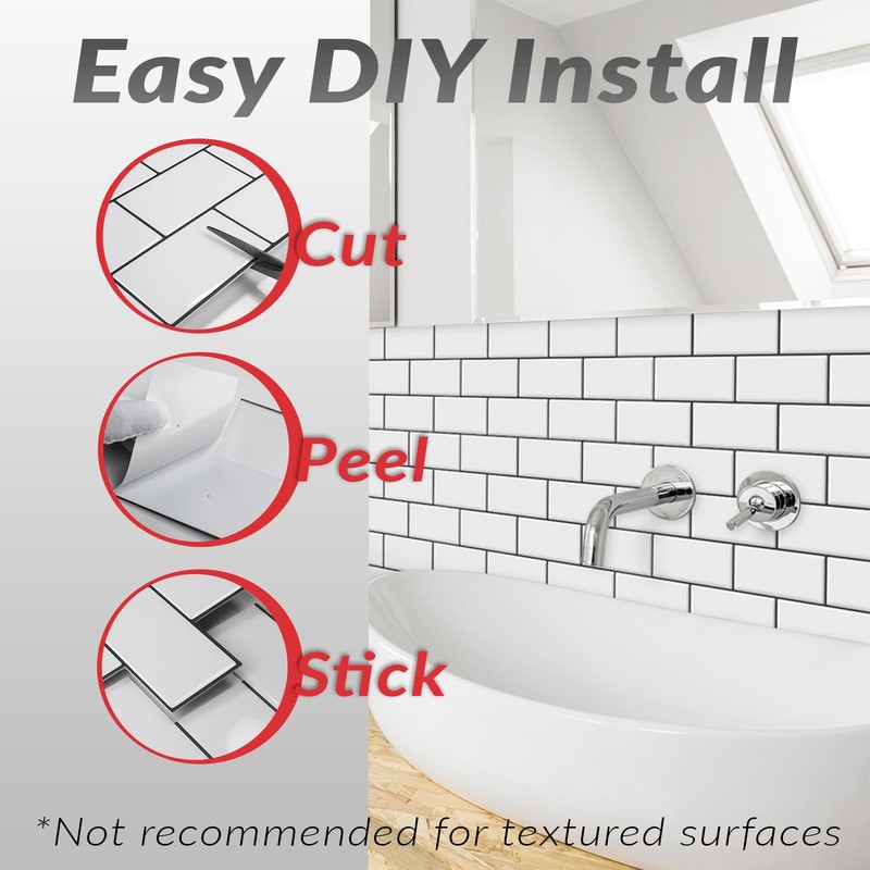 DÉCOR WOW Peel & Stick Backsplash for Kitchen & Bathroom,