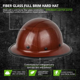 GREEN DEVIL Fiberglass Full Brim Hard Hat OSHA & ANSI Rated Fiber Hardhat for Men with Brim Guard
