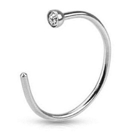 PIERCE ME (3pcs) 20g Clear Gemmed Top Assorted Color Set Nose Ring Piercing Hoop 5/16" Diameter