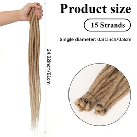 CABODYALS 15Pcs 24 Inch Tan Polyester Braids Wig Long Extension With Hair Tie Wrap Glueless Brown Dancing Braid Wigs Dirty Crochet Hairs Bulk for Women Men Daily Wear Party Cosplay Decorations Supply