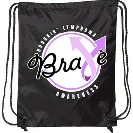 inktastic Brave Hodgkins Lymphoma Awareness Violet Ribbon Drawstring Bag Black 32900