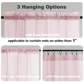 Chyhomenyc Blush Pink Sheer Curtains 84 Inches Long 2 Panels Set - Light Filtering Pink Curtains for Living Room, Soft Rod Pocket Bedroom Window Drapes, 42Wx84L inch, 2PCS