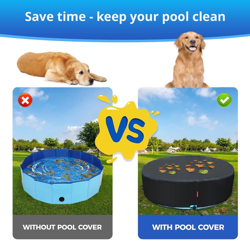 QH.HOME[2025 Upgraded Windproof] 63-64 inch Kiddie Pool Cover Round, Collapsible