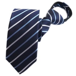 Kihatwin - Corbata de diseño con clip para hombre y niño, con cierre preatado, Azul marino acanalado, Talla única