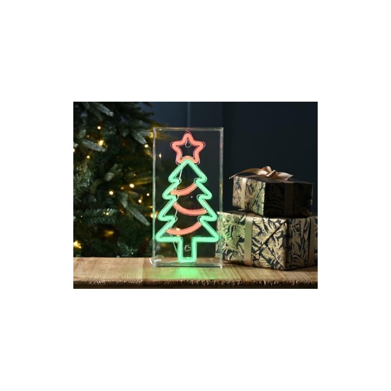 Festive LED Light Up Neon Flex Christmas Tree Sign Table