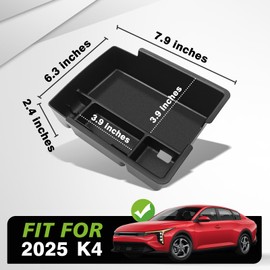 Muslogy Center Console Organizer Compatible with Kia K4 2025 Accessories Armrest Middle Console Divider Storage Box with Coin Holder Card Slot Tray Divider Insert Organizer