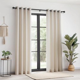 Zeerobee Curtain Rods for Windows 48 to 84, 1 Inch Adjustable Heavy Duty Black Curtain Rod, Outdoor Indoor Room Divider Modern Drapery Pole, 48-86"