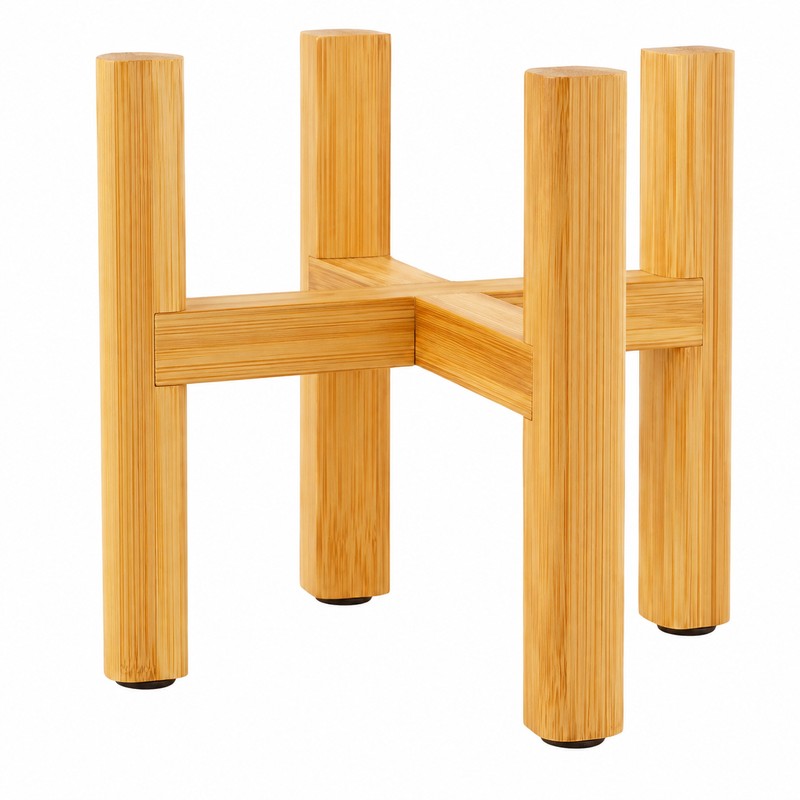 Natural Bamboo Plant Stand – 4-Legged Indoor & Outdoor Flower