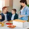 Widousy Bread Bin with Bamboo Lid, White Bread storage box