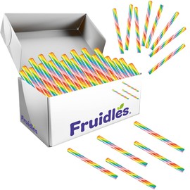 Fruidles Candy Cane Sticks Suckers, Old-Fashioned Multicolored Lemon Flavor, Individually Wrapped, 5.5" Inch, Net WT 10.17 oz (288g), 24-Pack - 0.42oz (12g) Pieces (Rainbow Swirl)