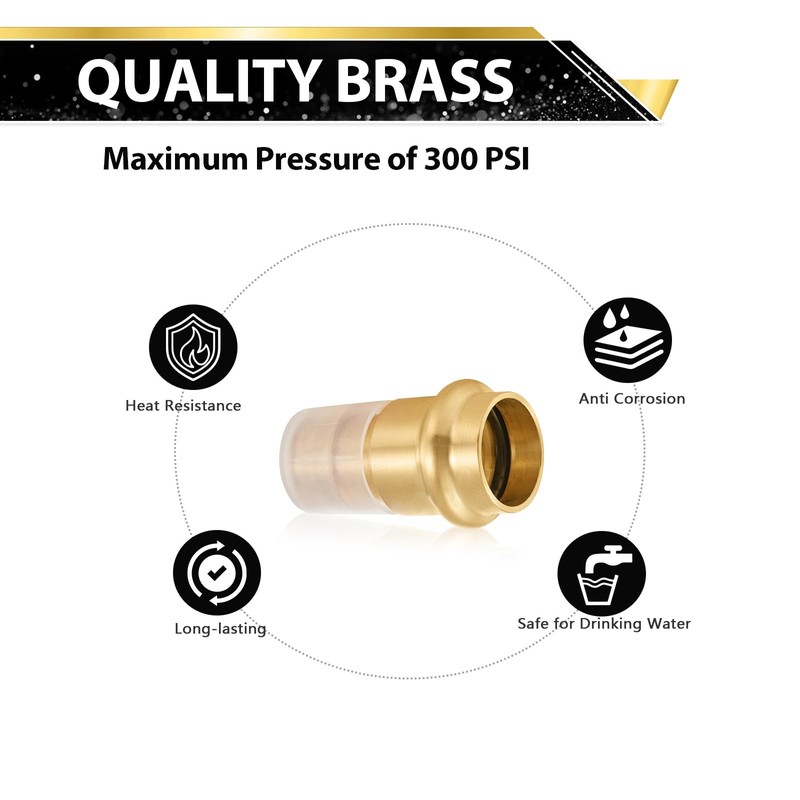 5 Pack FOSKAN Copper Press PEX A Expansion Coupling, 3/4"Press