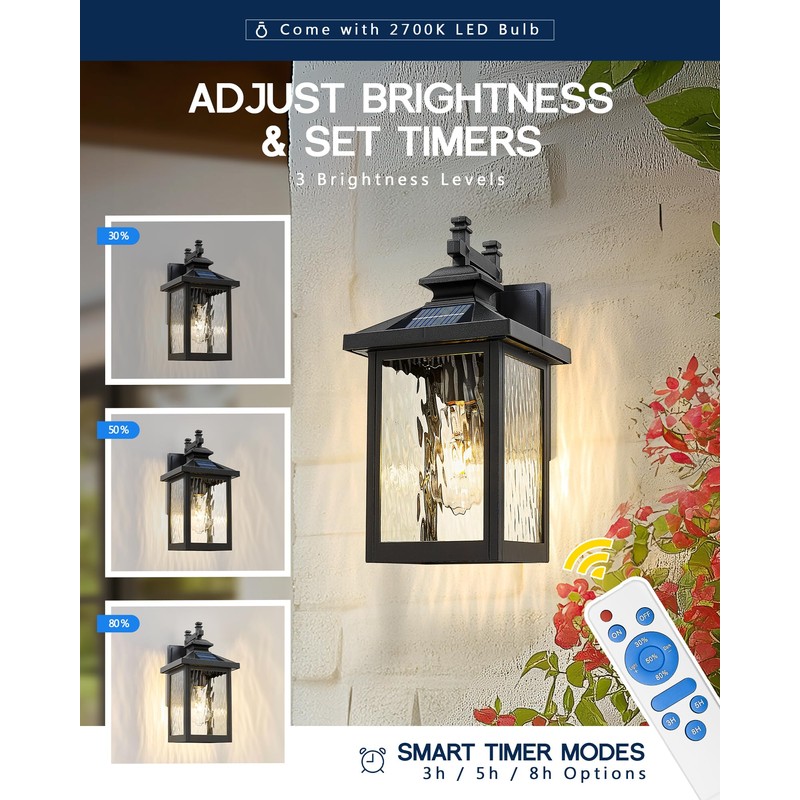 Solar Powered Wall Lights, 14.2" Wall Mount Solar Lights Outdoor