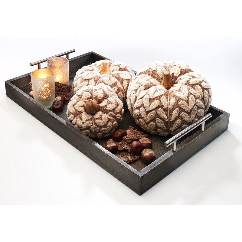 Kobolo Rectangular Bamboo Tray with Metal Handles (Grey)