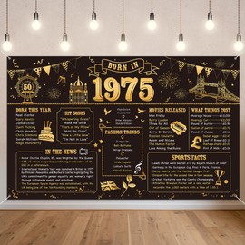 Benjia 50th Birthday Banner Decorations for Men Women Born in 1975 UK Background Happy 50 Years Old Birthday Backdrop Cheers to 50 Years Banners Black Gold Poster Bday Gift Home Decor Party Supplies