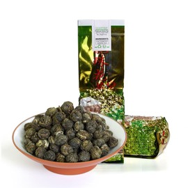 GOARTEA 2Pcs 250g / Total 17.6oz Premium Grade Jasmine Pearls Tea Jasmine Tea Loose Leaf Jasmine Green Tea Chinese Jasmine Dragon Pearls Tea