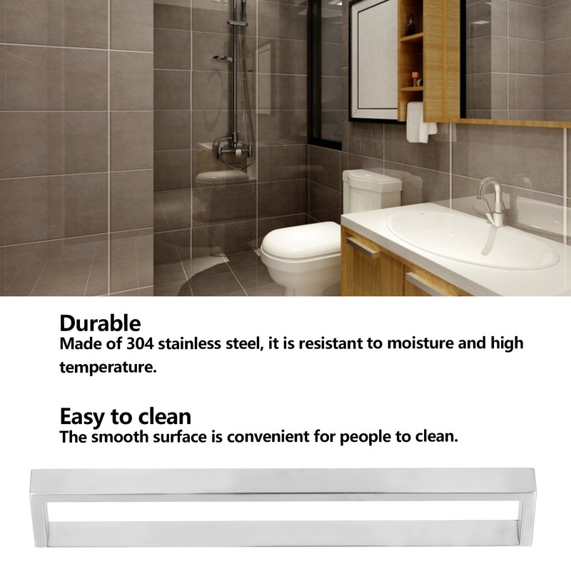 304 Stainless Steel Towel Bar 40cm Washcloth Self Adhesive Rectangular