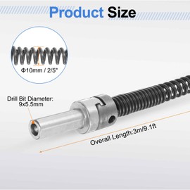 HARFINGTON Plumbing Drain Auger 2/5" (10mm) Dia. 9.1ft Manual Toilet Snake Flexible Drain Cleaner Tool with Removable Drill Connector for Bathroom Kitchen Toilet Bathtub Sewer Sink