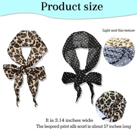 Leopard Print Neck Scarf Black and White Polka Dot Neck Hair Scarves Skinny Cheetah Neckerchief Scarf Belts Waist Jeans Dress Scarves Leopard Accessories Birthday Christmas Gifts 2 Pcs