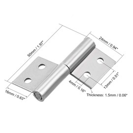 sourcing map 2-inch Long Steel Small Slip Joint Flag Hinge - Lift Off Right Handed Lid Door 2pcs