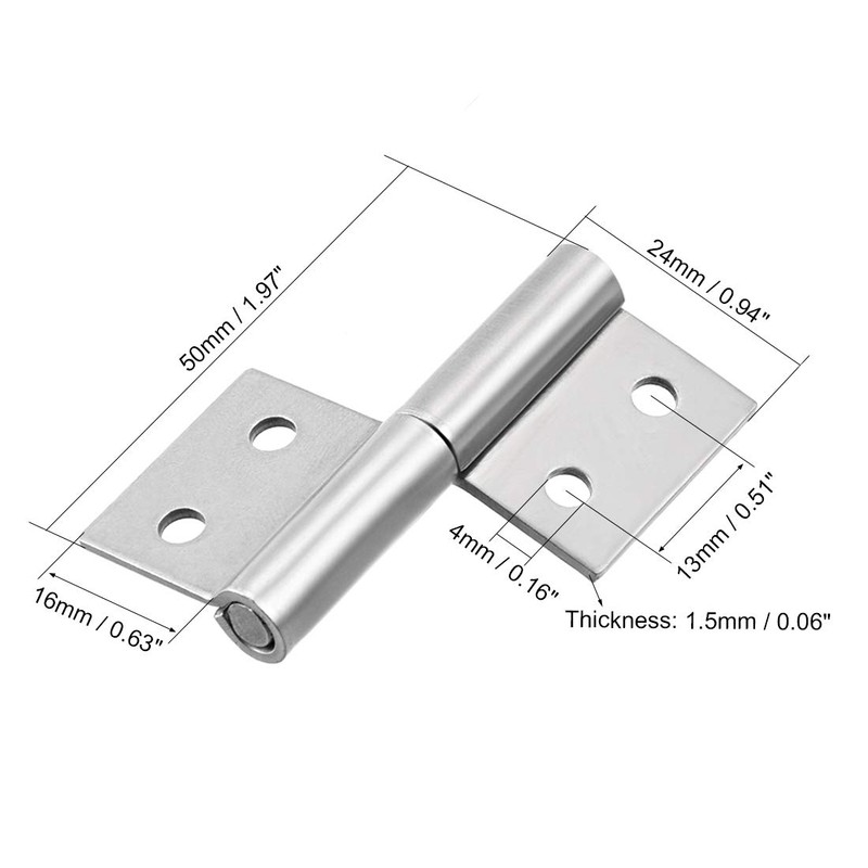 sourcing map 2-inch Long Steel Small Slip Joint Flag Hinge