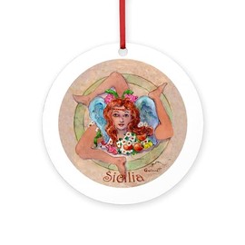 CafePress Sicilian Round 4" MDF Holiday Ornament