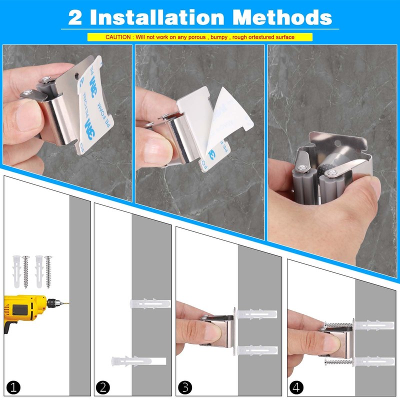 Hejo 304 Stainless Steel Broom Holder Wall Mounted, Heavy Duty