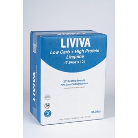 LIVIVA High Protein Low Carb KETO Pasta Value Pack - Linguine (Case of 12), 371% more Protein, 70% less Carbs - Made with Pea Protein, Mulberry Leaf and Konjac