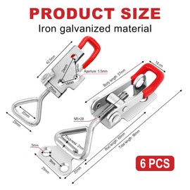 YOYEAH Pack of 6 Tension Latches, Stainless Steel 4001, Box Closure, Snap Latch, High-Quality Lock for Boxes, Cupboards up to 100 kg Load Capacity (Galvanised Iron)